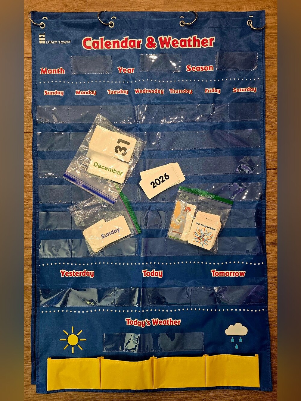 Calendar & Weather Pocket Chart - Blue